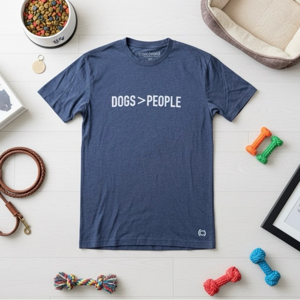 code)word) Dogs > People Graphic Tee - Blue Heather - Size Small